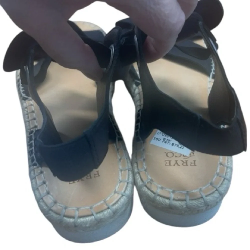 Frye Black Suede Bow Knot Espadrille Platform Sandals Frye Women’s Size 8M